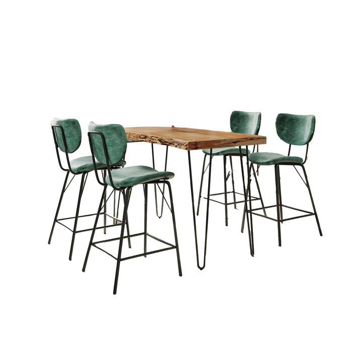 Natures Edge 5 Piece Counter Set with Modern Barstools