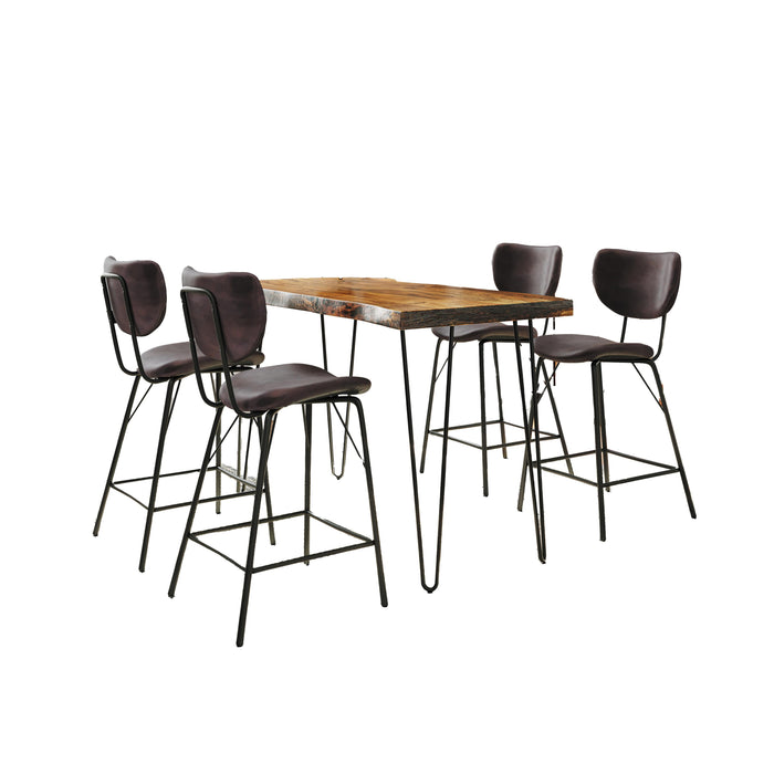 Natures Edge 5 Piece Counter Set with Modern Barstools