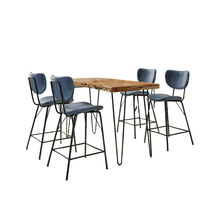 Natures Edge 5 Piece Counter Set with Modern Barstools