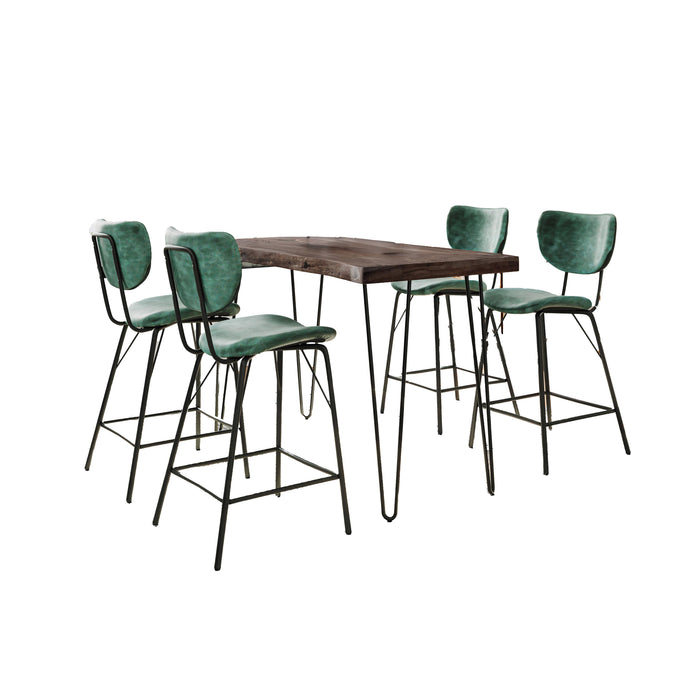 Natures Edge 5 Piece Counter Set with Modern Barstools