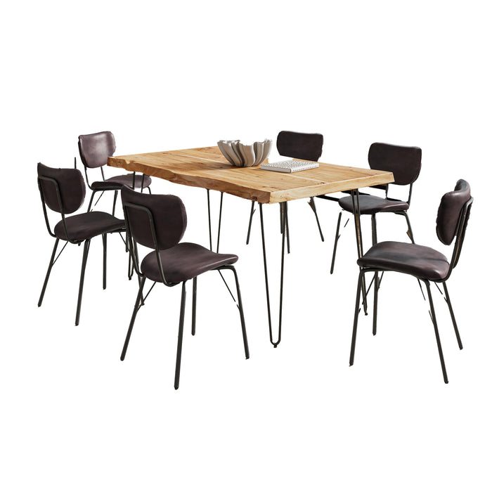 Natures Edge 60 Inch Seven Piece Upholstered Dining Set