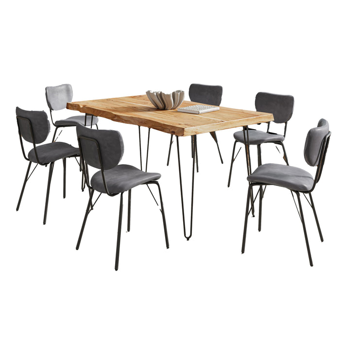 Natures Edge 60 Inch Seven Piece Upholstered Dining Set