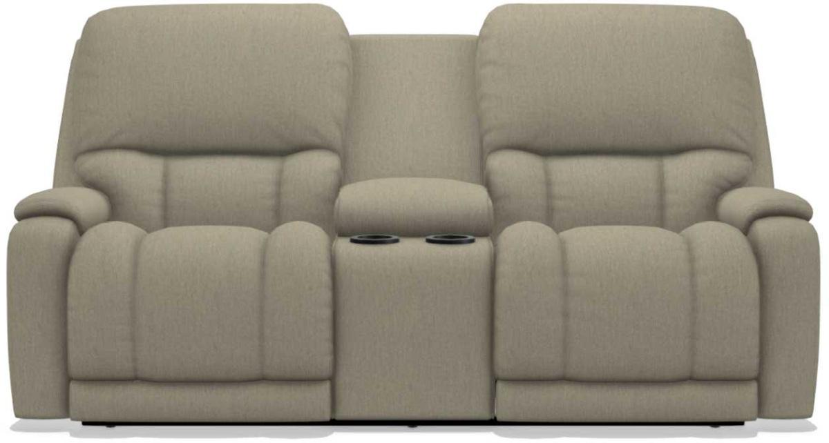 La-Z-Boy Greyson Teak Power Reclining Loveseat with Headrest And Console