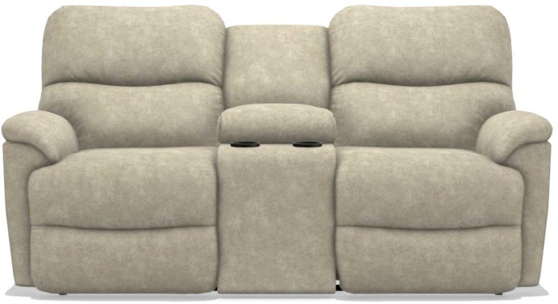 La-Z-Boy Trouper La-Z-Time Stucco Reclining Loveseat with Console