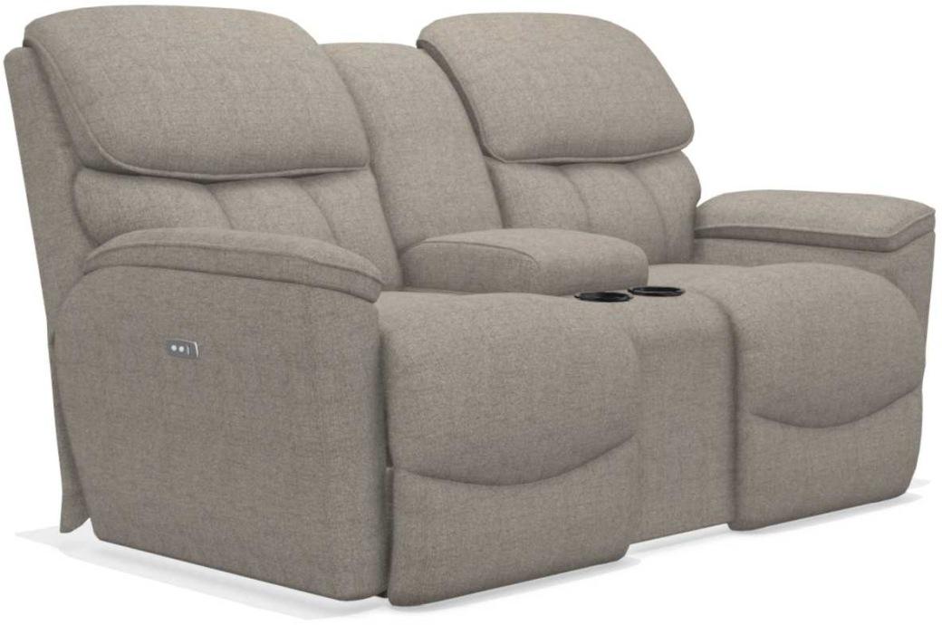 La-Z-Boy Kipling Pewter La-Z-Time Power Reclining Loveseat With Console