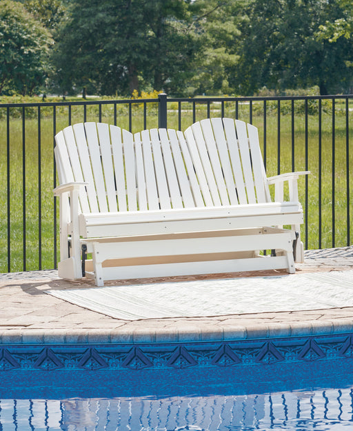 Hyland wave Outdoor Glider Loveseat - Plourde Furniture Co (Caribou, ME)