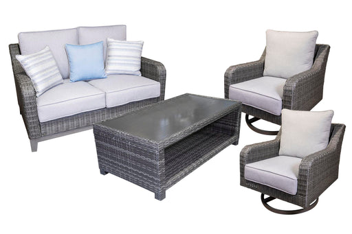 Elite Park Outdoor Loveseat, Lounge Chairs and Cocktail Table - Plourde Furniture Co (Caribou, ME)
