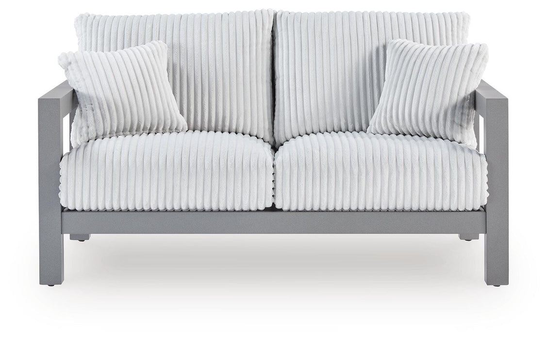 Hurley Park Outdoor Loveseat with Cushion - Plourde Furniture Co (Caribou, ME)