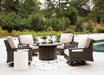 Paradise Trail Paradise Trail Fire Pit Table with 4 Nuvella Swivel Lounge Chairs - Plourde Furniture Co (Caribou, ME)