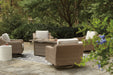 Beachcroft Beachcroft Fire Pit Table with Four Nuvella Swivel Lounge Chairs - Plourde Furniture Co (Caribou, ME)
