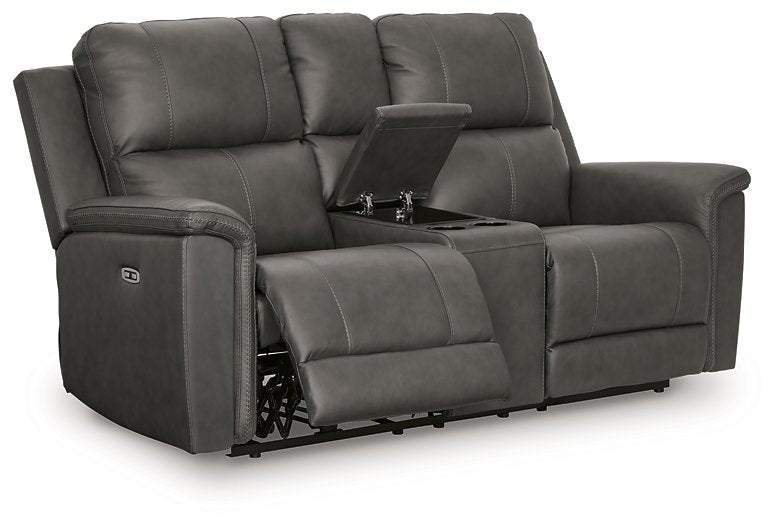 Bleckley Power Reclining Loveseat with Console - Plourde Furniture Co (Caribou, ME)