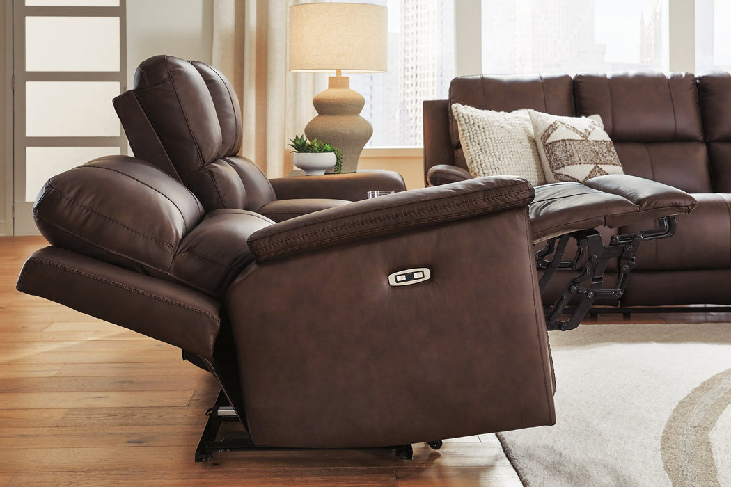 Bleckley Power Reclining Loveseat with Console - Plourde Furniture Co (Caribou, ME)