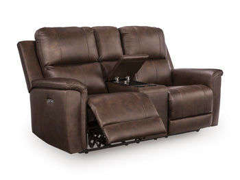 Bleckley Power Reclining Loveseat with Console - Plourde Furniture Co (Caribou, ME)