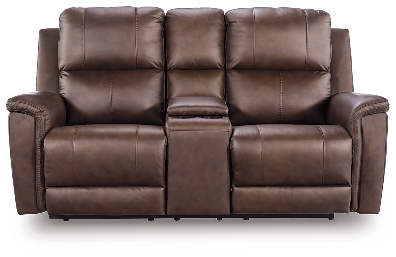Bleckley Power Reclining Loveseat with Console - Plourde Furniture Co (Caribou, ME)