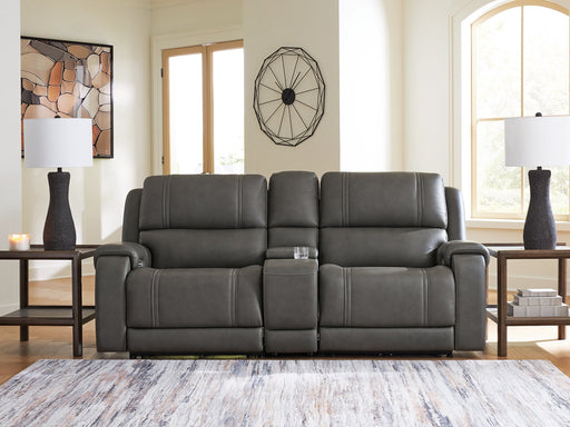 5Z - Pittson Power Reclining Sectional Loveseat with Console - Plourde Furniture Co (Caribou, ME)