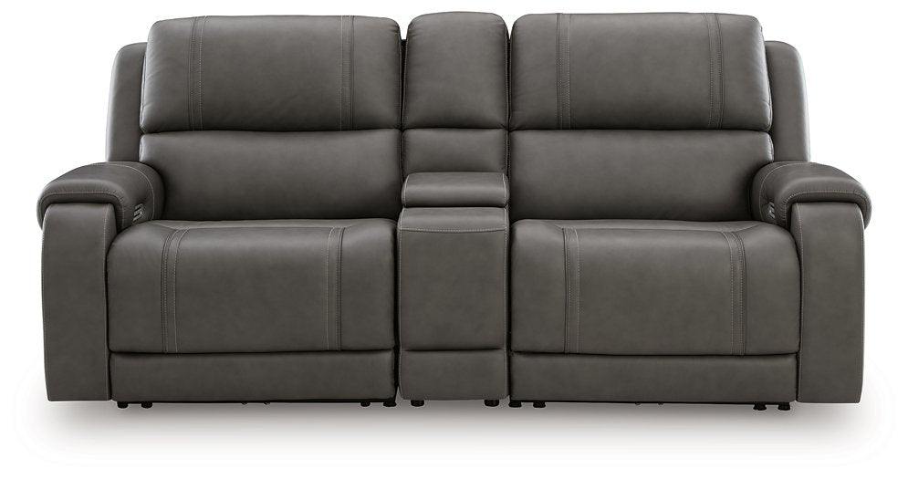 5Z - Pittson Power Reclining Sectional Loveseat with Console - Plourde Furniture Co (Caribou, ME)