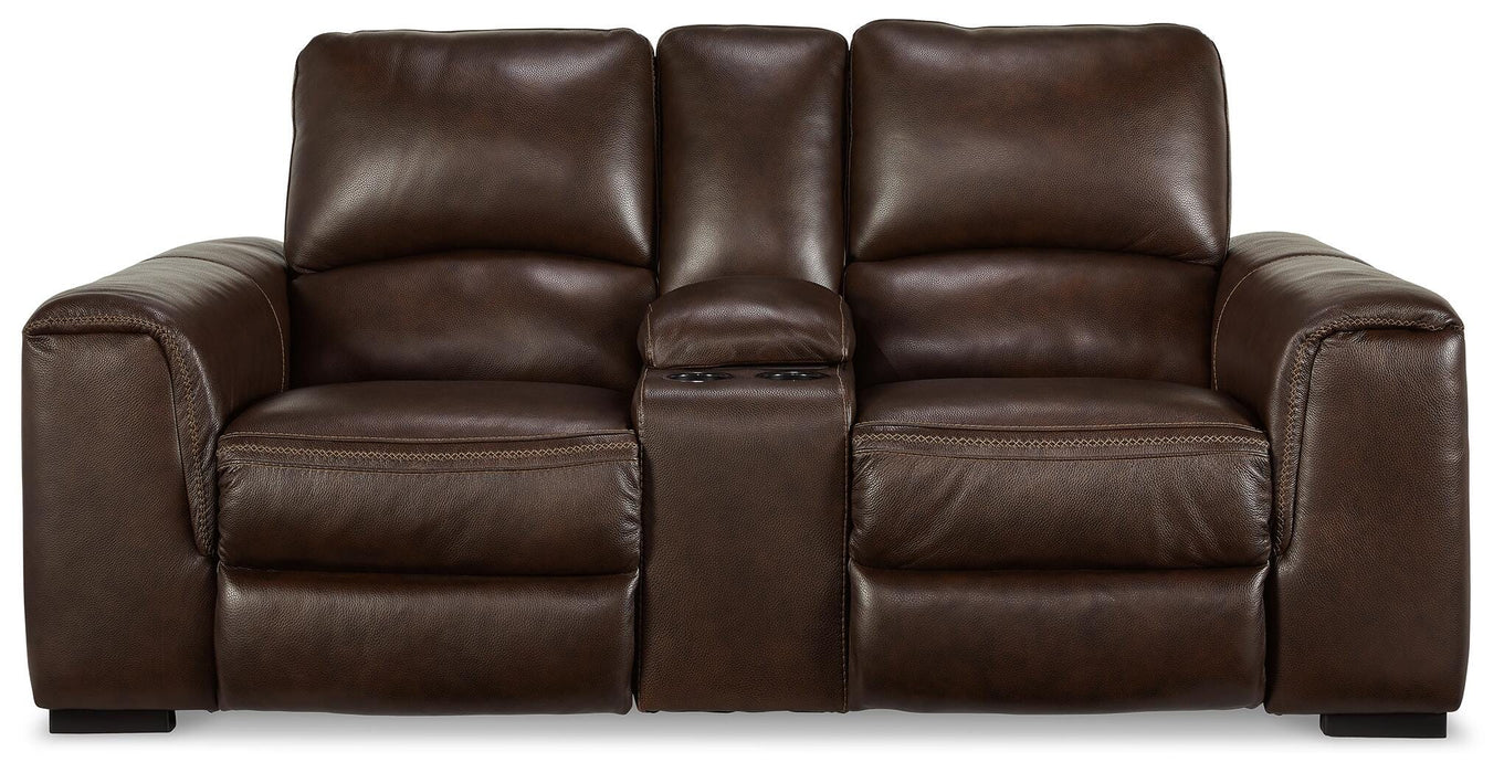 Alessandro Power Reclining Loveseat with Console - Plourde Furniture Co (Caribou, ME)