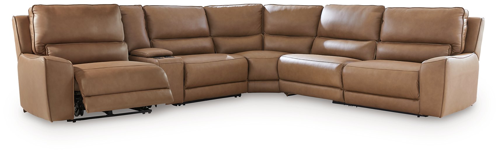 DeepWakes Reclining Sectional with Storage Console - Plourde Furniture Co (Caribou, ME)