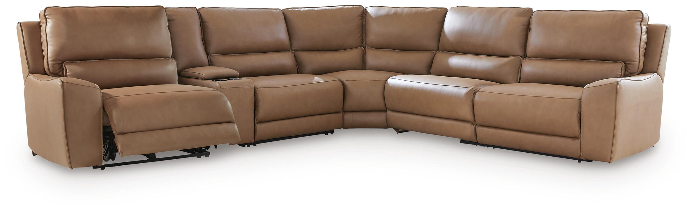 DeepWakes Reclining Sectional with Storage Console - Plourde Furniture Co (Caribou, ME)