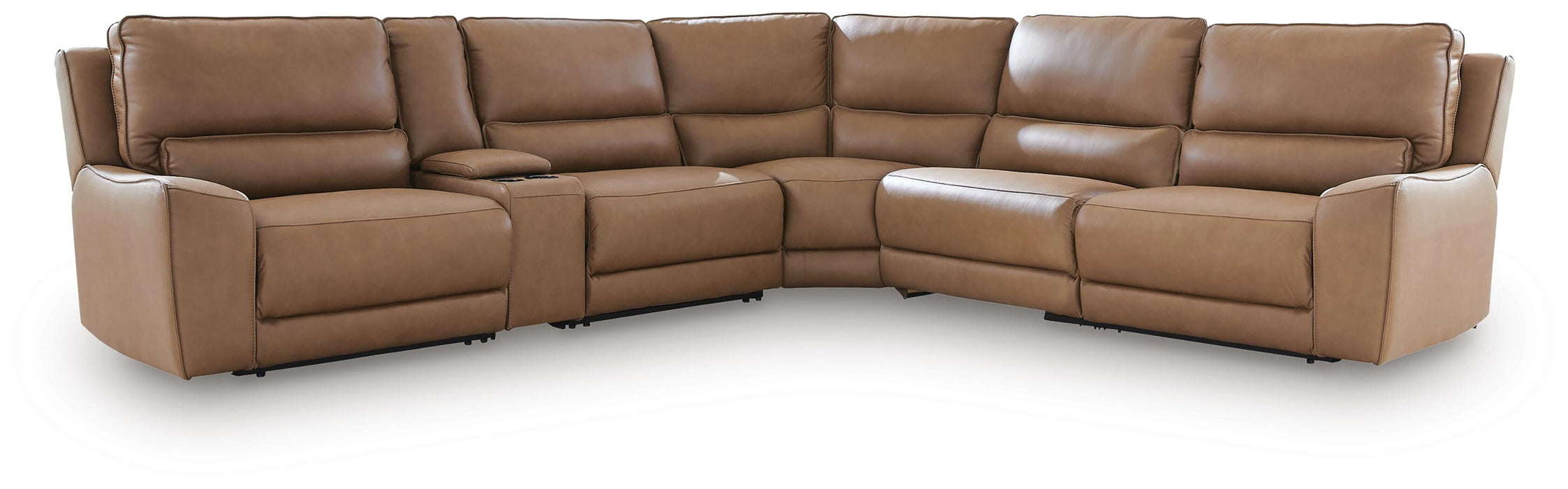 DeepWakes Reclining Sectional with Storage Console - Plourde Furniture Co (Caribou, ME)