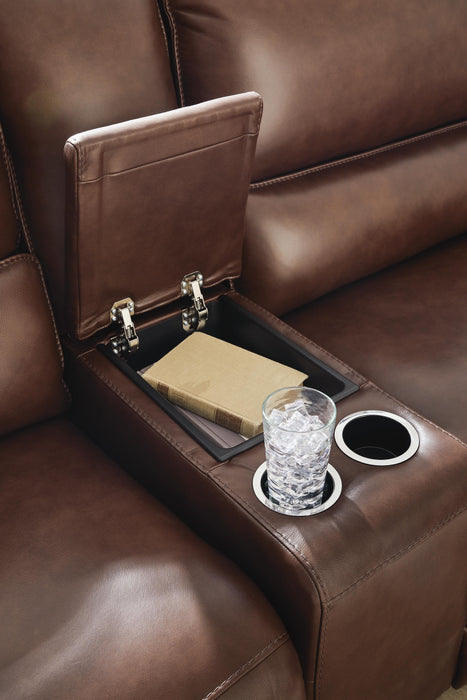 DeepWakes Reclining Sectional with Storage Console - Plourde Furniture Co (Caribou, ME)