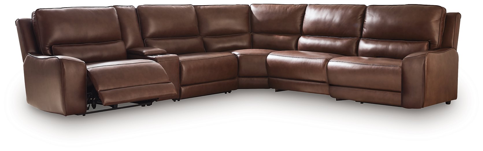 DeepWakes Reclining Sectional with Storage Console - Plourde Furniture Co (Caribou, ME)