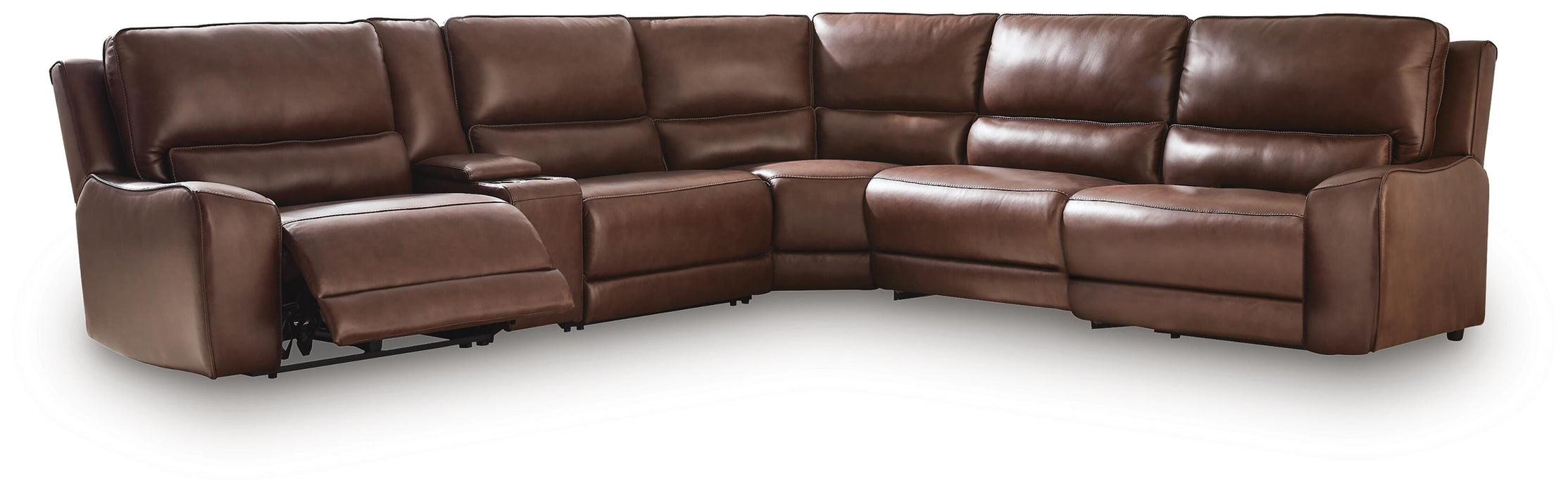 DeepWakes Reclining Sectional with Storage Console - Plourde Furniture Co (Caribou, ME)