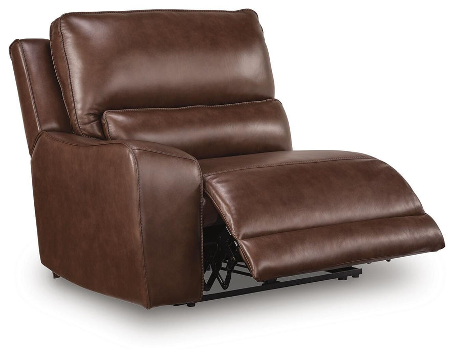DeepWakes Reclining Sectional with Storage Console - Plourde Furniture Co (Caribou, ME)