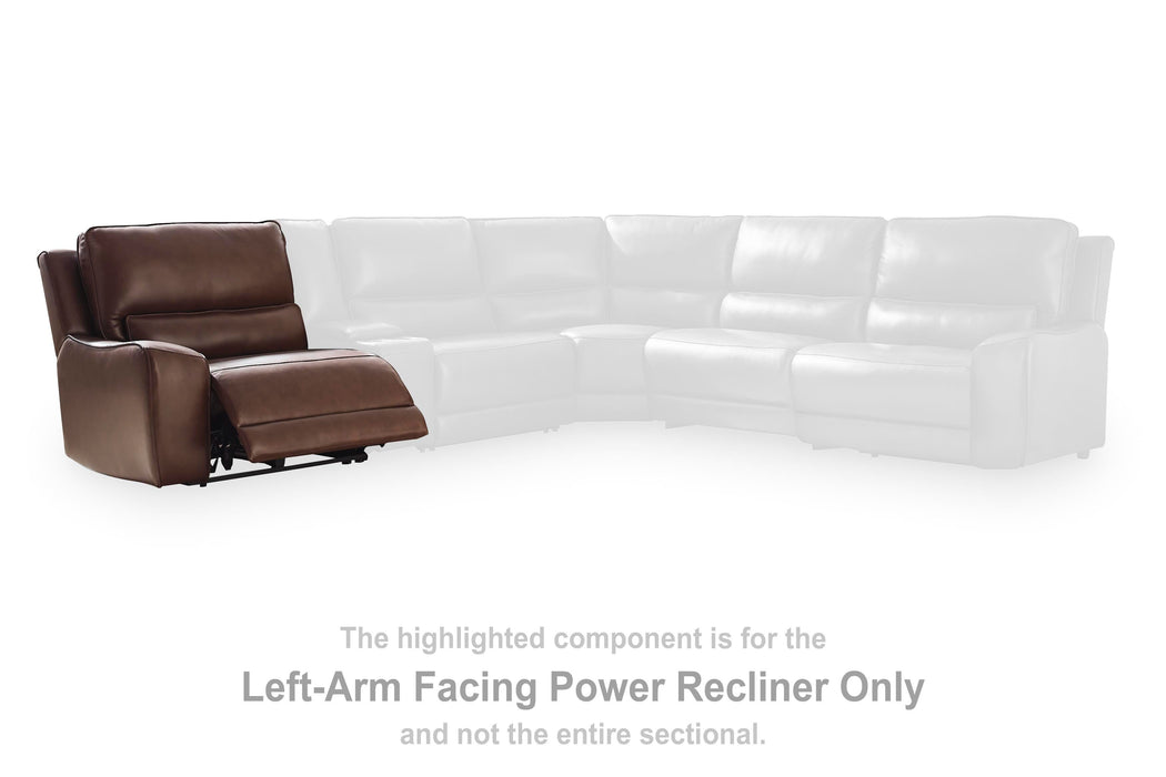 DeepWakes Reclining Sectional with Storage Console - Plourde Furniture Co (Caribou, ME)