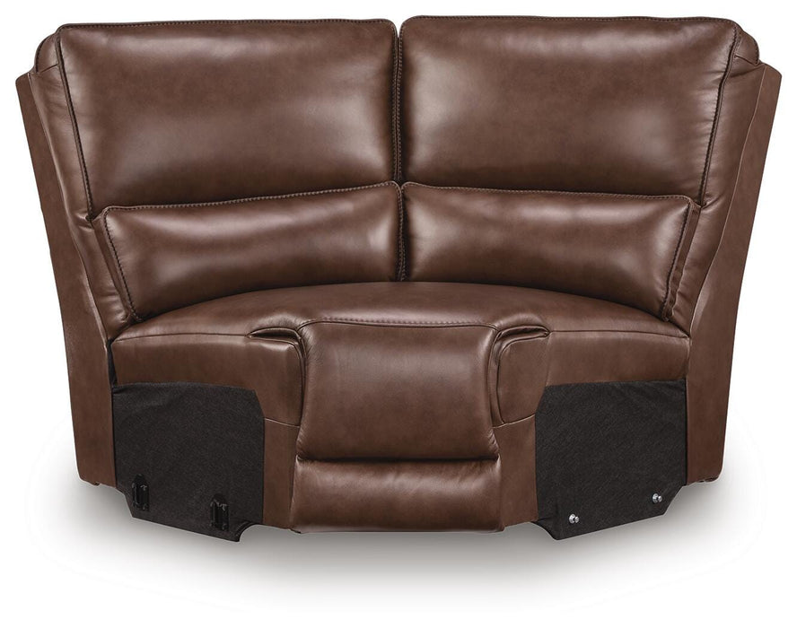 DeepWakes Reclining Sectional with Storage Console - Plourde Furniture Co (Caribou, ME)