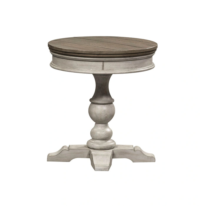 Heartland Round Pedestal Chair Side Table in Antique White image