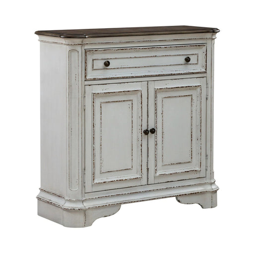 Magnolia Manor Accent Cabinet in Antique White & Weathered Bark EST SHIP TIME APPX 4 WEEKS image