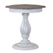Magnolia Manor Round Accent Table in Antique White Base w/ Weathered Bark Tops image