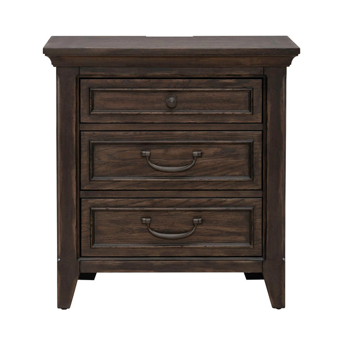 Paradise Valley Nightstand with Charging Station in Saddle Brown image