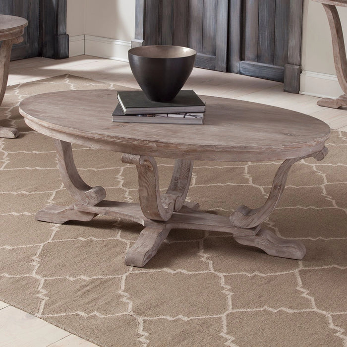 Greystone Mill Oval Cocktail Table in Stone White image