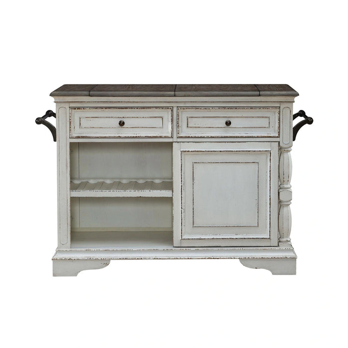 Magnolia Manor Bar Cart in Antique White & Weathered Bark EST SHIP TIME APPX 4 WEEKS image