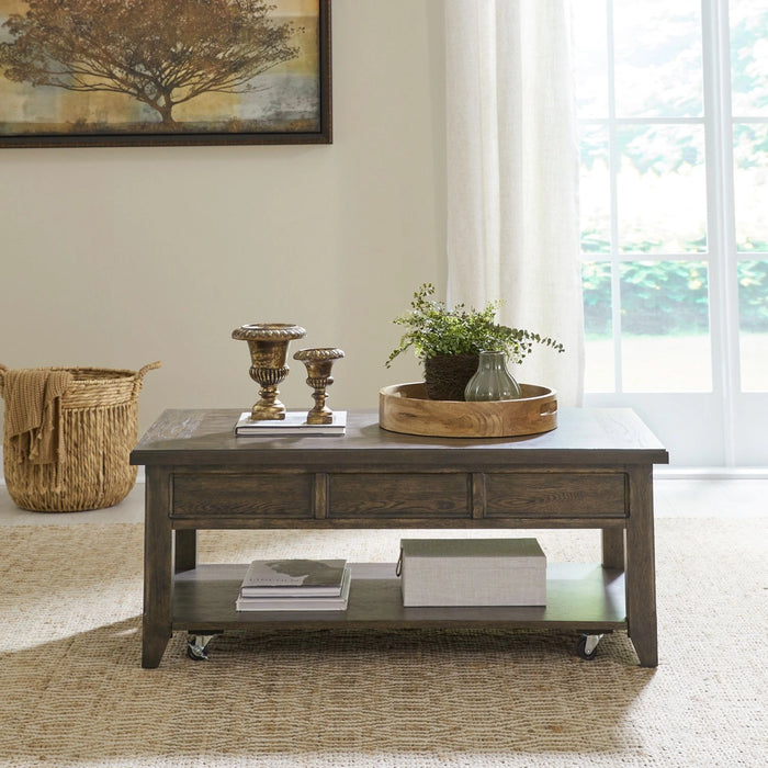 Paradise Valley Lift Top Cocktail Table in Saddle Brown image