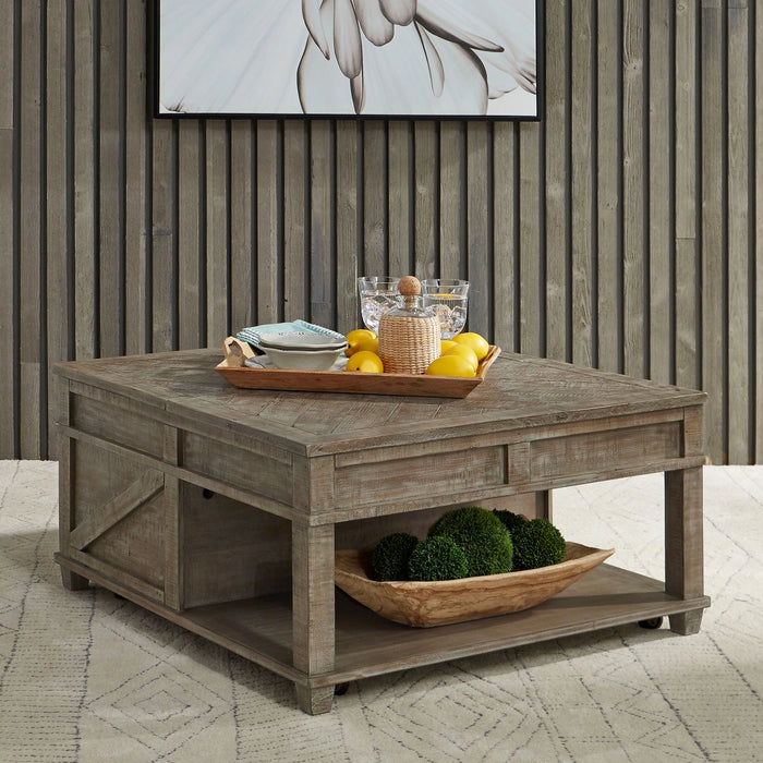 Parkland Falls Square Lift Top Cocktail Table in Weathered Taupe image