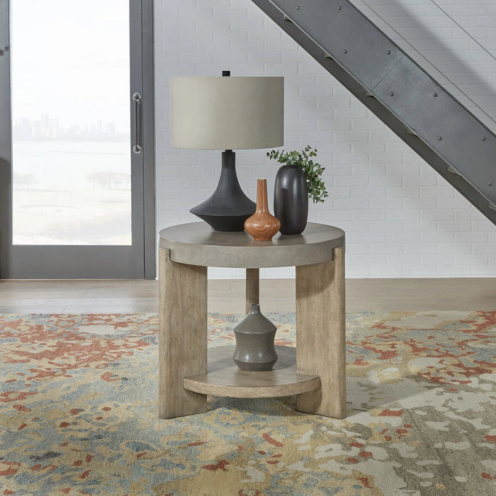 Affinity Round End Table in Dusty Taupe with Concrete Top image