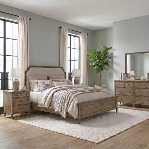Hickory Grove Uph Bed, Dresser & Mirror, Night Stand image