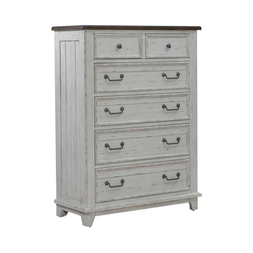 River Place 6 Drawer Chest in Riverstone White and Tobacco image