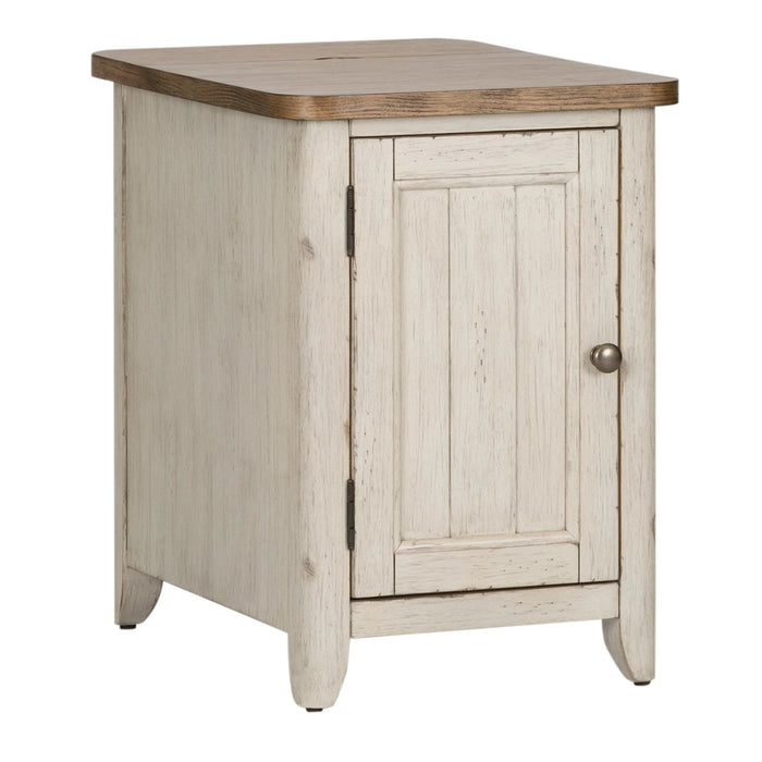 Farmhouse Reimagined Door Chair Side Table w/ Charging in Antique White image