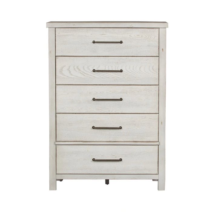 Modern Farmhouse 5 Drawer Chest in White image