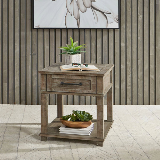 Parkland Falls Rectangular End Table in Weathered Taupe image
