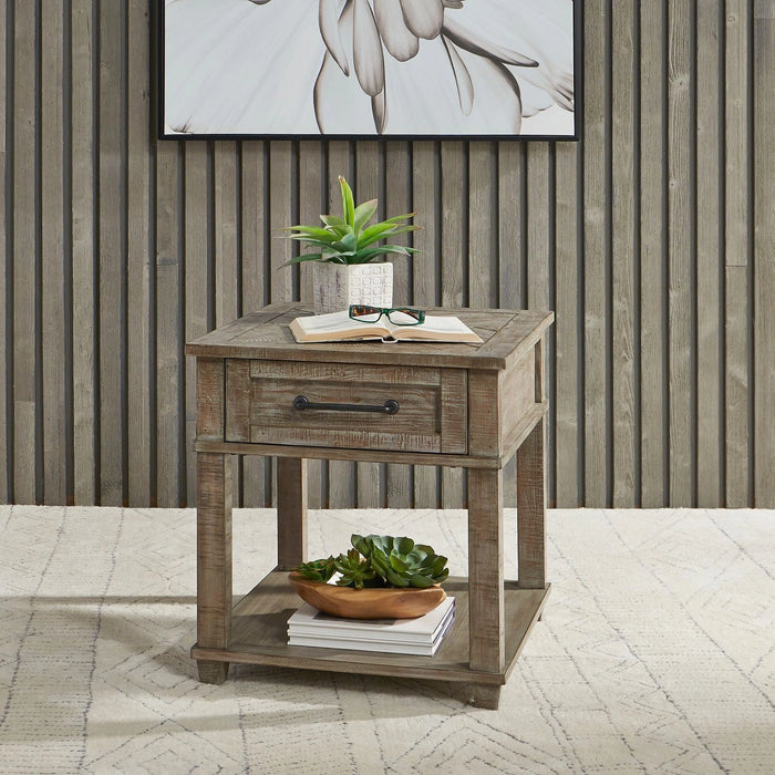 Parkland Falls Rectangular End Table in Weathered Taupe image