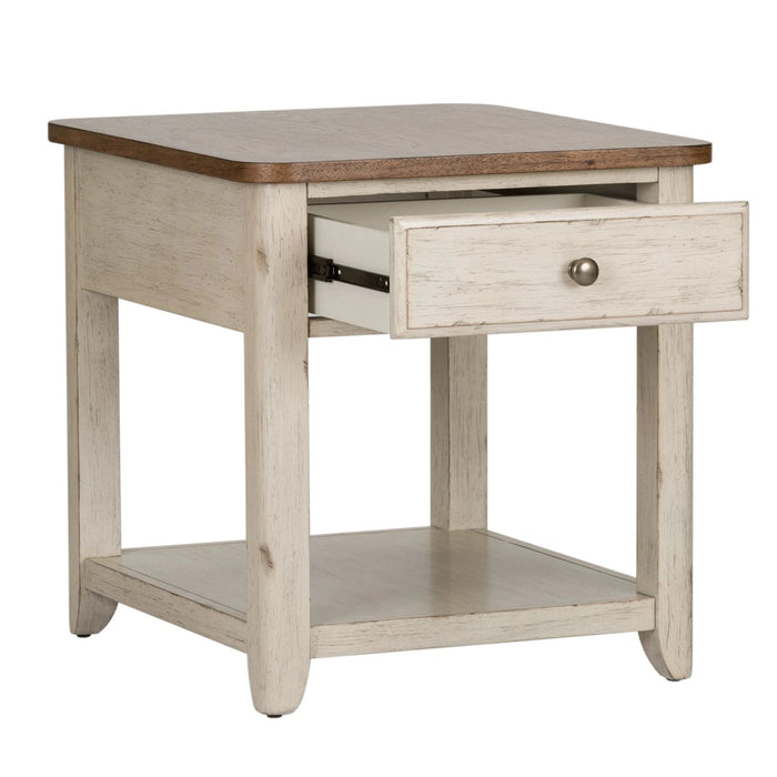 Farmhouse Reimagined End Table with Basket in Antique White image