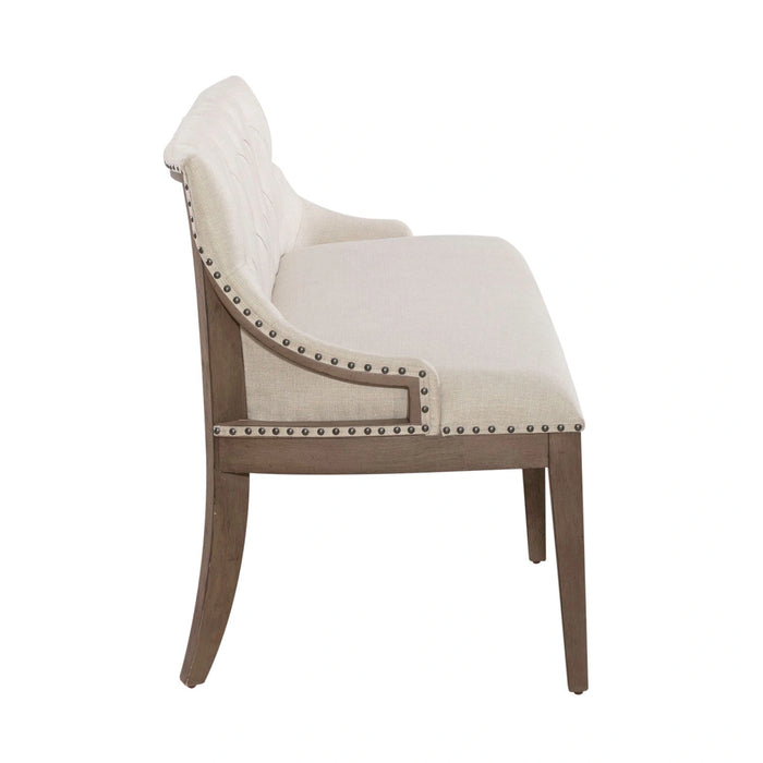 Americana Farmhouse Uph Shelter Dining Bench in Dusty Taupe & Black image