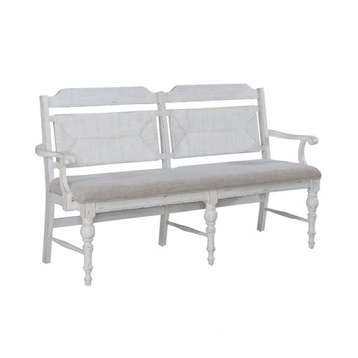 River Place Panel Back Bench in Riverstone White & Tobacco image
