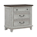 River Place 3 Drawer Nightstand with Charging Station in Riverstone White and Tobacco image
