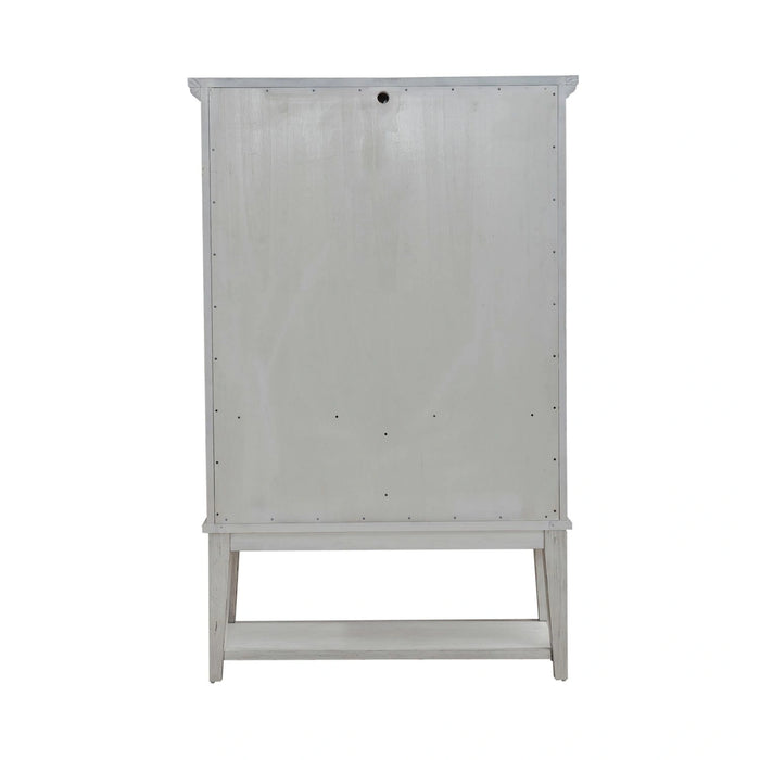 River Place Bar Cabinet in Riverstone White & Tobacco EST SHIP TIME APPX 4 WEEKS image